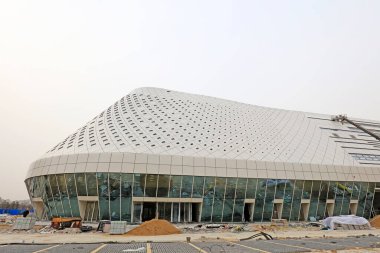 Tangshan Tangshan - 6 Mart 2016 'da Tangshan Uluslararası Konferansı ve Sergi Merkezi şantiyesi, Tangshan, Çin