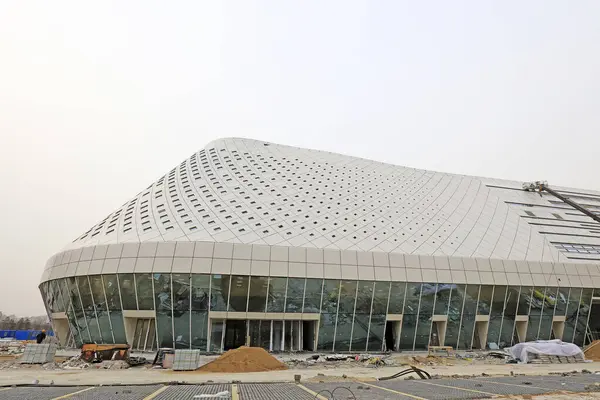 Tangshan Tangshan - 6 Mart 2016 'da Tangshan Uluslararası Konferansı ve Sergi Merkezi şantiyesi, Tangshan, Çin