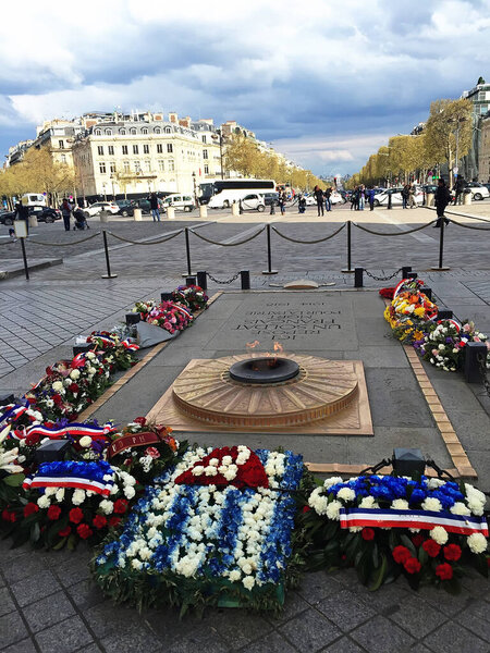 Tomb of the unknown soldier in Triumphal Arch, paris, franc