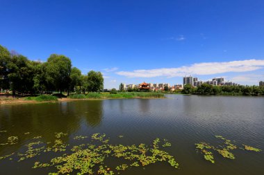 Waterfront City 'nin yaz manzarası, Tangshan City, Çin