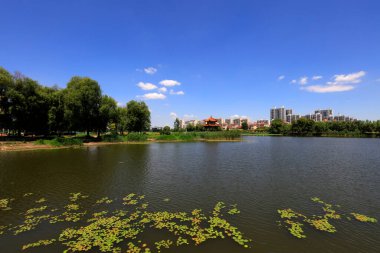 Waterfront City 'nin yaz manzarası, Tangshan City, Çin