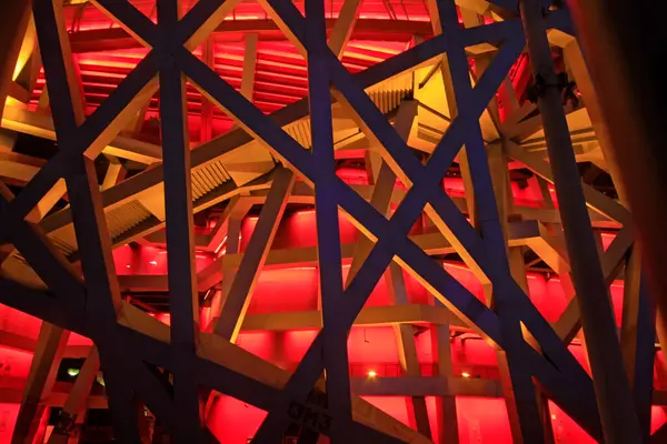 Pekin Ulusal Stadyumu, 24 Mayıs 2014 'te Pekin Olimpiyat Parkı' nda gece kuşların yuva yaptığı bölge.