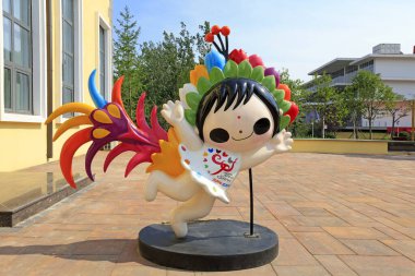 Tangshan City - 19 Haziran 2016: Çin geleneksel folkloru Hua Xianzi imajı, Tangshan City, Hebei Eyaleti, Chin