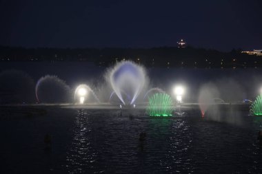 Göldeki müzik çeşmesi, fotoğrafa yakın çekim.