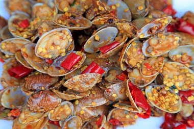 Chili kızartma clar, yakın çekim fotoğraf