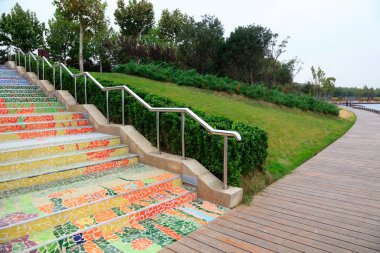 Renkli merdiven, yakın plan fotoğraf.