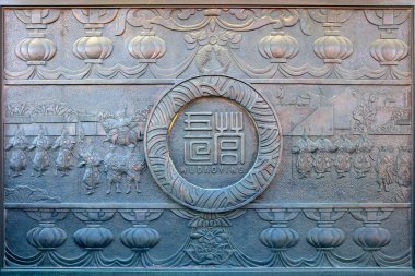 Duvar heykel sanatı, fotoğrafa yakın çekim.