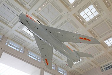 Pekin - 28 Haziran 2019: Savaşçılar havada asılı, Çin Halk Devrimci Askeri Müzesi, Pekin, Çin