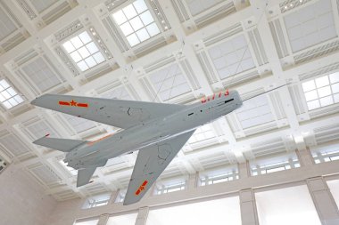 Pekin - 28 Haziran 2019: Savaşçılar havada asılı, Çin Halk Devrimci Askeri Müzesi, Pekin, Çin