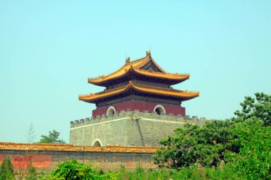 Antik Çin geleneksel mimari tarzı manzara, yakın çekim