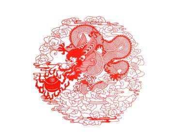 Çin kağıt kesimi beyaz arkaplan üzerinde çalışır, fotoğrafa yakın çekim