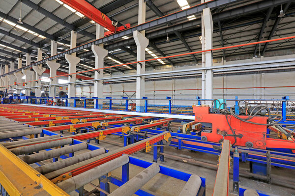 Industrial production line, closeup of photo