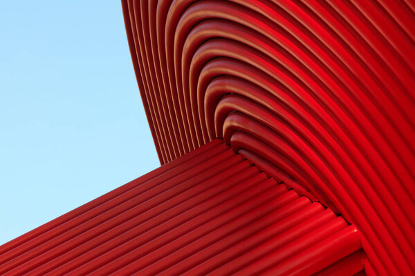 Red steel tube sculpture