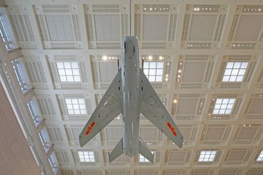 Pekin - 28 Haziran 2019: Savaşçılar havada asılı, Çin Halk Devrimci Askeri Müzesi, Pekin, Çin