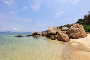 Wuzhizhou Adası Doğal Sahil Manzarası, Sanya Şehri, Hainan Eyaleti, Çin