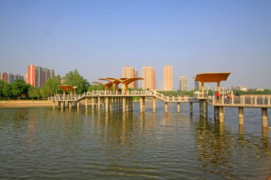 Bir su parkının manzarası, fotoğrafa yakın çekim.