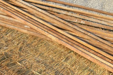 Oksitlenme paslı çelik boru, yakın plan fotoğraf.