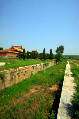 Antik Çin geleneksel mimari tarzı manzara, yakın çekim