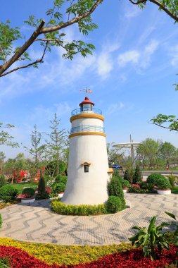 Tangshan City - 28 Mayıs 2016: Macao Guia deniz feneri minyatür manzarası, Tangshan City, Hebei Eyaleti, Chin