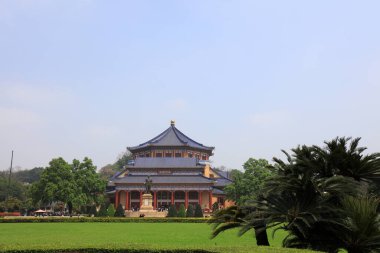 Guangzhou, Çin - 5 Nisan 2019: Guangdong Eyaleti Guangzhou 'daki Zhongshan Anıt Salonu Sahnesi, Çin