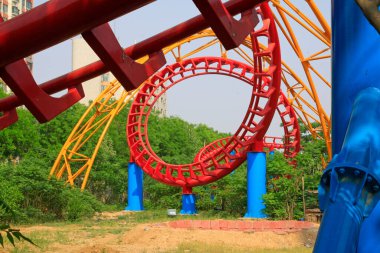 Hız treni dairesel yörünge, fotoğrafa yakın çekim.