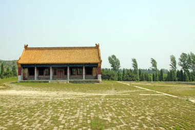 Antik Çin geleneksel mimari tarzı manzara, yakın çekim