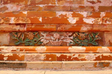 Renkli duvar dekorasyonu, Chin 'deki Çin antik mimari manzarası.