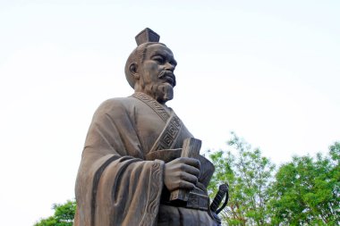 Antik Çince karakter heykeli, fotoğrafa yakın çekim