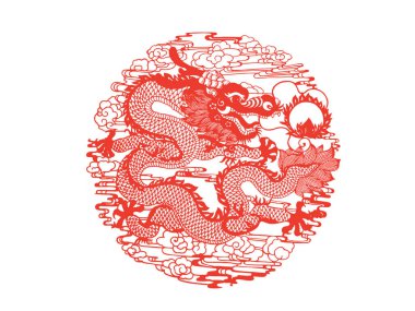 Çin kağıt kesimi beyaz arkaplan üzerinde çalışır, fotoğrafa yakın çekim