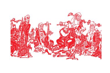 Çin kağıt kesimi beyaz arkaplan üzerinde çalışır, fotoğrafa yakın çekim