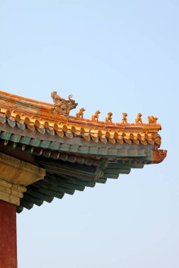 Çin antik mimari manzarası, jöleli kiremit çatı