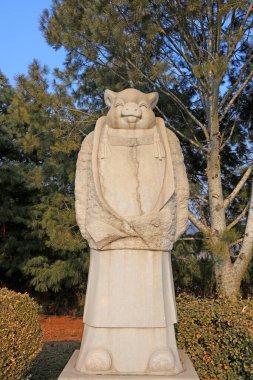 Çin antik tapınak hayvan heykeli