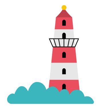 Vector lighthouse icon. Light house illustration isolated on white background. Sea beacon pictur