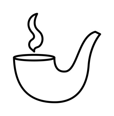 Vector black and white pipe icon. Outline tobacco smoking line element or coloring pag