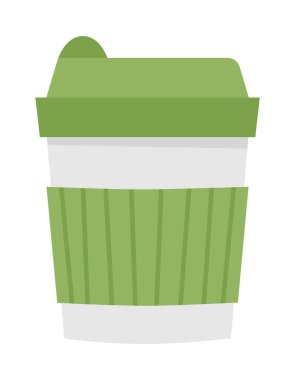 Vector reusable cup icon. Green coffee or tea glass. Ecological food container concept. Earth day illustratio