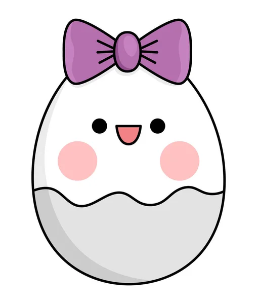 Vector Kawaii Egg Icon Kids Cute Easter Symbol Illustration Funny — Vetor de Stock