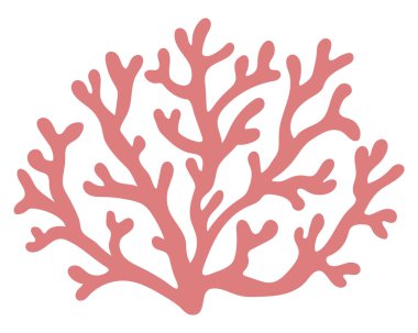 Vector pink coral icon. Under the sea illustration with cute seaweeds. Ocean plant clipart. Cartoon underwater or marine clip art for children isolated on white backgroun clipart