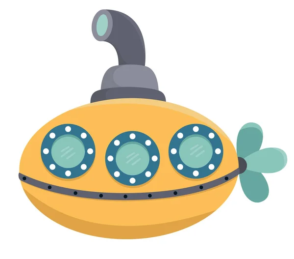 Векторная Икона Подводной Лодки Морем Иллюстрация Милой Смешной Лодкой Океанский — стоковый вектор