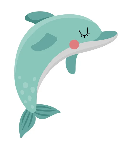 Vektorblå Delfinikon Havet Illustration Med Söt Rolig Fisk Havet Djur — Stock vektor