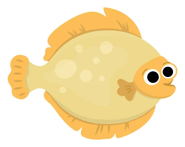 Flounder 아이콘 그림에서 귀엽고 우스꽝 스러운 물고기와 동물의 부분입니다 하얀색 — 스톡 벡터