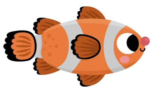 矢量小丑鱼图标 在大海下面画着可爱有趣的生物 海洋动物的倾向 卡通片水下或海洋剪贴画 供在白色背衬上隔离的儿童使用 — 图库矢量图片