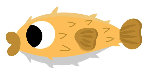 Значок Векторной Рыбы Шашки Морем Иллюстрация Милой Смешной Сдутой Шипованной — стоковый вектор