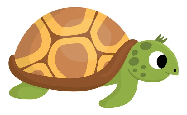 Ikona Żółwia Wektorowego Pod Ilustracją Morza Cute Śmieszne Zwierzę Oceanu — Wektor stockowy