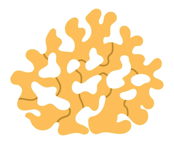 矢量黄色珊瑚图标 在海的下面画着可爱的海藻 海洋植物的一部分 卡通片水下或海洋剪贴画 供在白色背衬上隔离的儿童使用 — 图库矢量图片