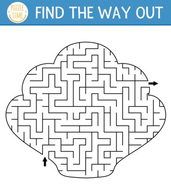 Çocuklar için deniz geometrik labirentinin altında. Okyanus anaokulu basılabilir aktivitesi. Deniz kabuğu şekilli labirent oyunu veya Shel 'li çocuklar için yapboz