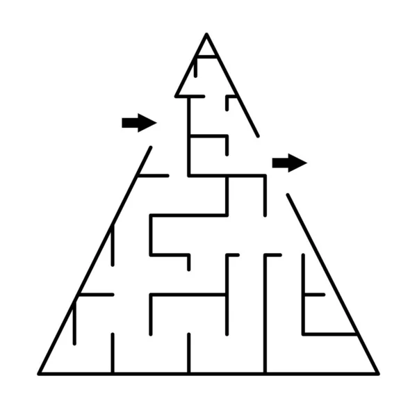 Plantilla Laberinto Vectorial Laberinto Geométrico Blanco Negro Forma Triángulo Aislado — Vector de stock