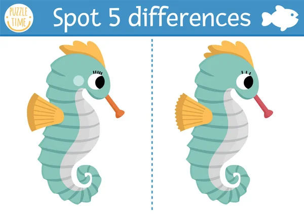 Trouver Jeu Différences Pour Les Enfants Sous Mer Activité Éducative — Image vectorielle