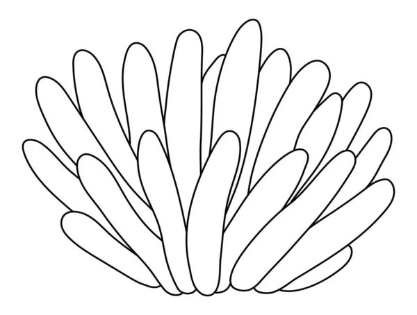 Icône Vectorielle Anémone Marine Noire Blanche Sous Illustration Ligne Mer — Image vectorielle