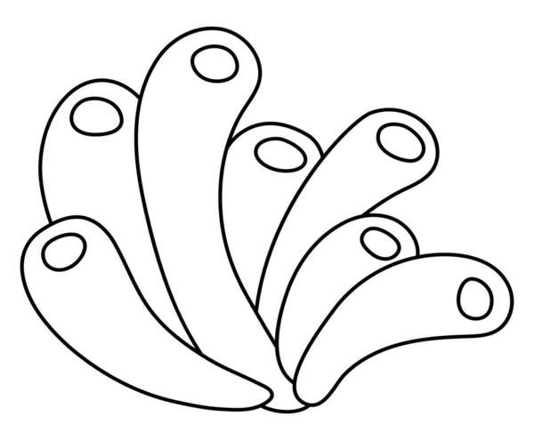 Векторная Черно Белая Икона Анемона Моря Морской Линией Иллюстрация Милыми — стоковый вектор