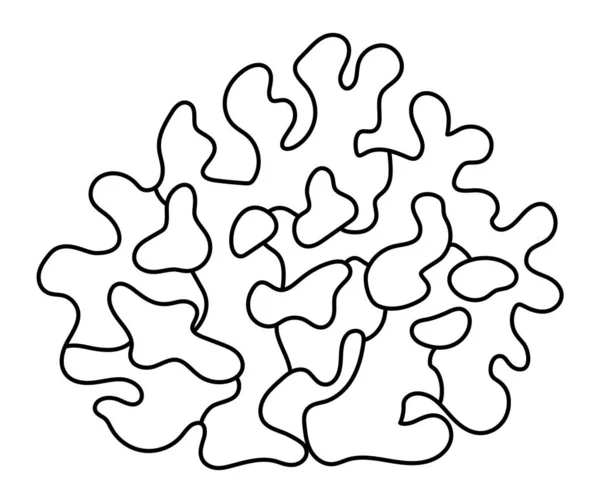 Vektorová Černá Bílá Ikona Korálu Pod Mořskou Linií Ilustrace Roztomilými — Stockový vektor